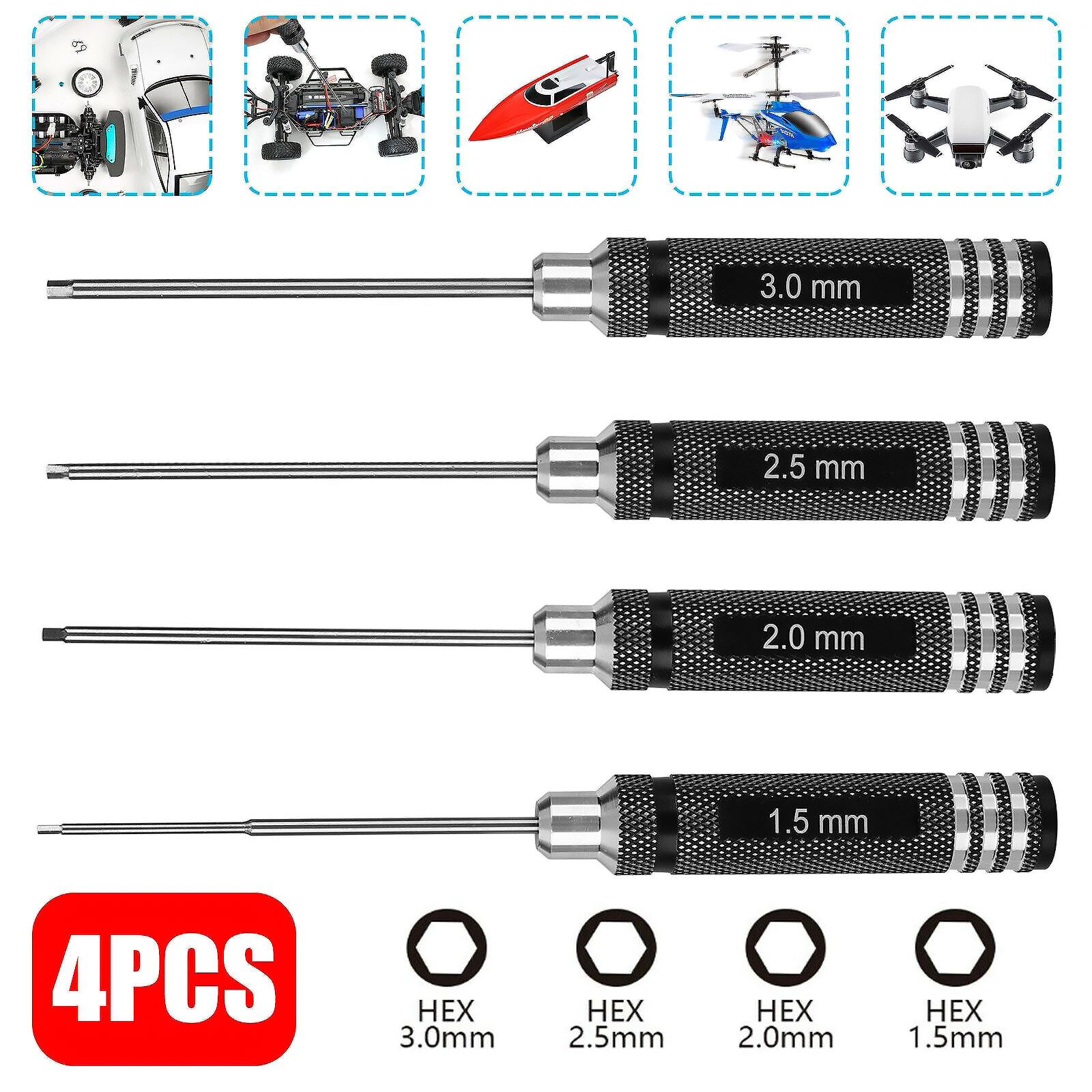 4 Adet/lot RC Araçları Altıgen - Rc Helicopter Tool Kit incelemesi ve fiyatı